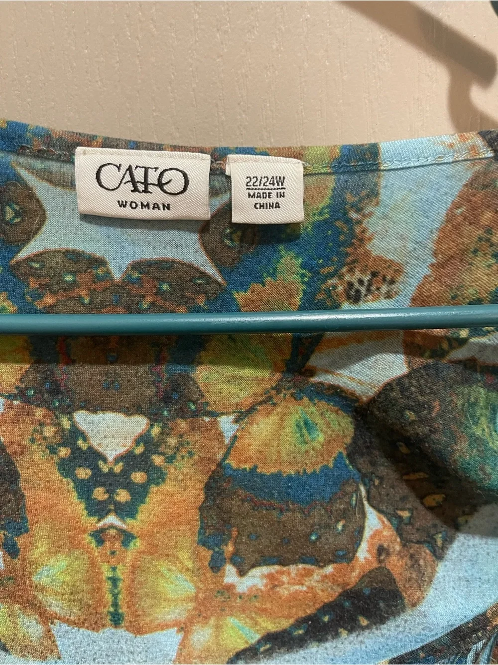Cato Green and Blue Butterfly Peasant Tunic - Picture 4 of 5
